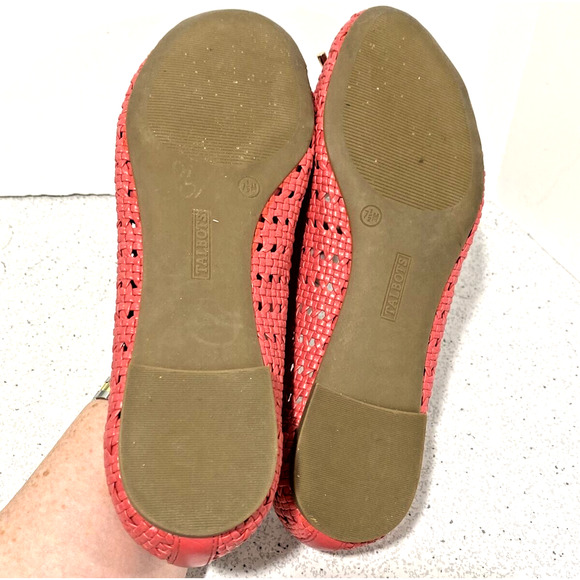 Talbots Pink Ballet Flats Woven Faux Leather Casual Shoes Bow Details US 7.5M - Picture 9 of 10